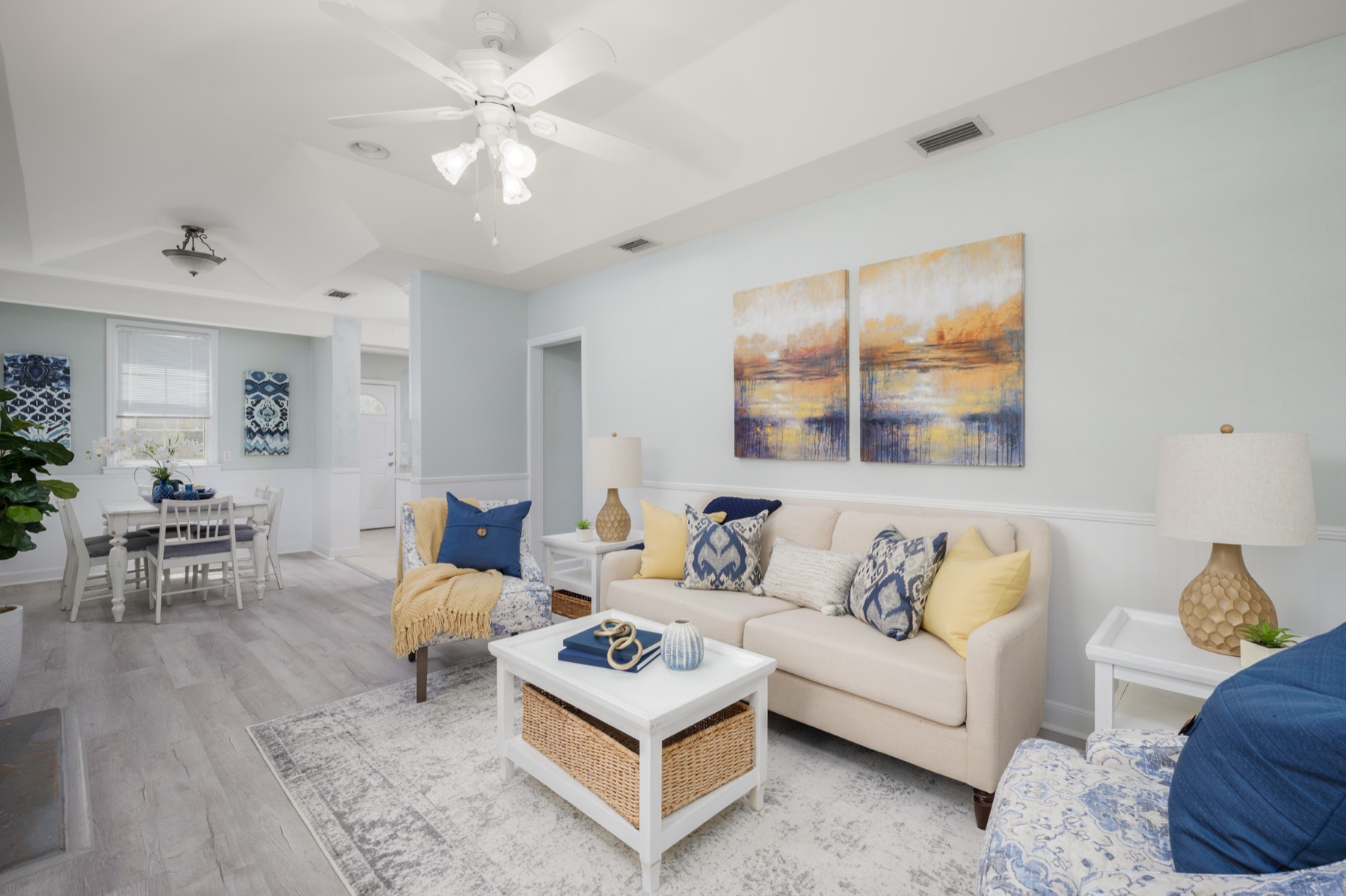 Staged living room in the Parkwood project